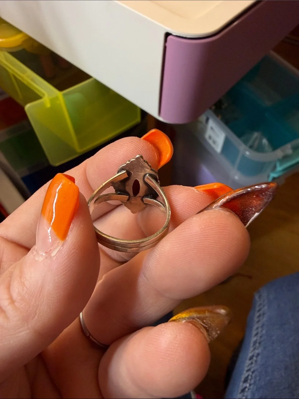 Sterling-silver Carnelian Stone ring  size 8